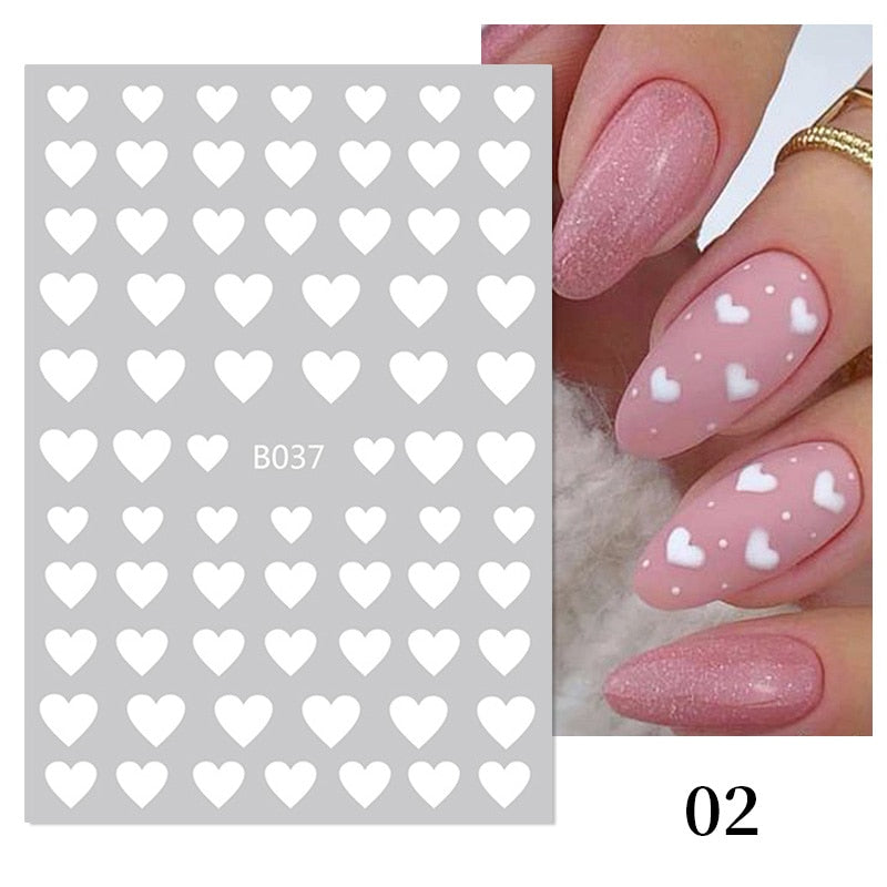 The New Heart Love Design Gold Sliver 3D Nail Art Sticker English Letter French Striping Lines Trasnfer Sliders Valentine Decor Nail Stickers DailyAlertDeals