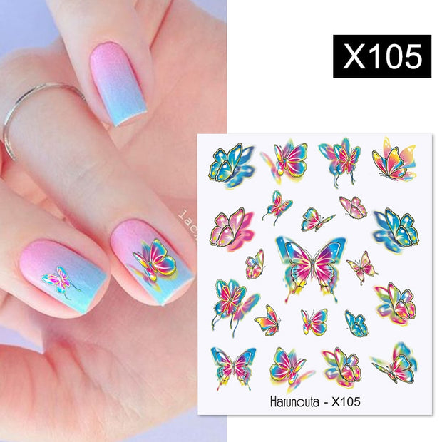 Harunouta Black Ink Blooming Marble Pattern Water Decals Stickers Black Line Flower Leaves Face Slider For Summer Nail Art Decor Decal stickers for nails DailyAlertDeals X105  