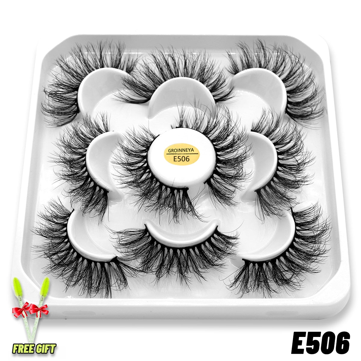 GROINNEYA Eyelashes 3D Mink Lashes Fluffy Soft Wispy Natural Cross Eyelash Extension Reusable Lashes Mink False Eyelashes Makeup 0 DailyAlertDeals 5pairs-E506 France 