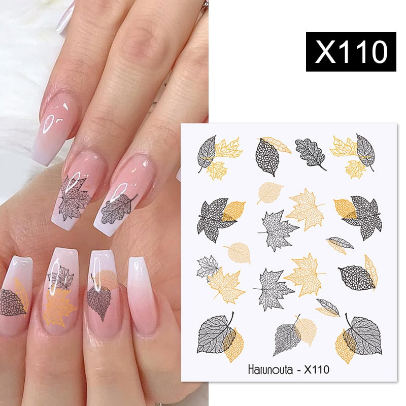 Harunouta Marble Blooming 3D Nail Sticker Decals Flower Leaves Transfer Water Sliders Abstract Geometric Lines Nail Watermark Nail Stickers DailyAlertDeals X110  