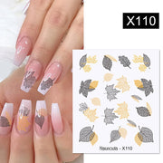 Harunouta Black Lines Flower Leaves Water Decals Stickers Floral Face Marble Pattern Slider For Nails Summer Nail Art Decoration 0 DailyAlertDeals X110  