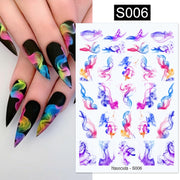 Harunouta Valentine's Day 3D Nail Stickers Heart Flower Leaves Line Sliders French Tip Nail Art Transfer Decals 3D Decoration Nail Stickers DailyAlertDeals S006  
