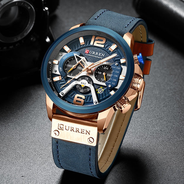 CURREN Casual Sport Watches for Men Top Brand Luxury Military Leather Wrist Watch Man Clock Fashion Chronograph Wristwatch wrist watches DailyAlertDeals   