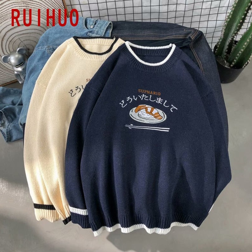 RUIHUO Harajuku Knitted Sweater Men Clothing Winter Pullover Men Sweater Fashion Harajuku Clothes Hip Hop 2XL 2022 New Arrivals 0 DailyAlertDeals   