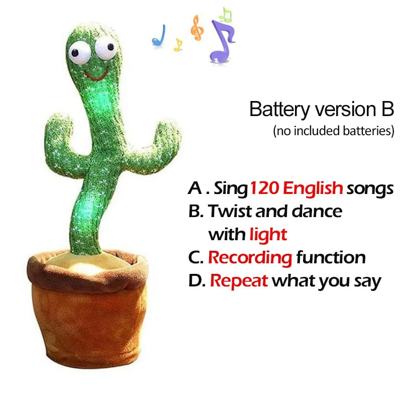 Lovely Talking Wiggle Dancing Cactus Doll Repeat English Songs Plush Cactus Toys for Babies Christmas Toy Gift Lovely Talking Toy Dancing Cactus Doll DailyAlertDeals Style1 English Songs USA 