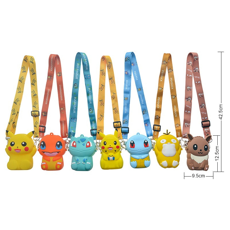 Pokemon Anime Action Figures Pikachu Eevee Silicone Kawaii Fashion Shoulder Bag Stitch Meticulous Beautiful Children Toys Gift Pokemon Plush kidsToy Pikachu DailyAlertDeals   