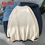 RUIHUO Harajuku Knitted Sweater Men Clothing Winter Pullover Men Sweater Fashion Harajuku Clothes Hip Hop 2XL 2022 New Arrivals Knitted Sweater DailyAlertDeals   