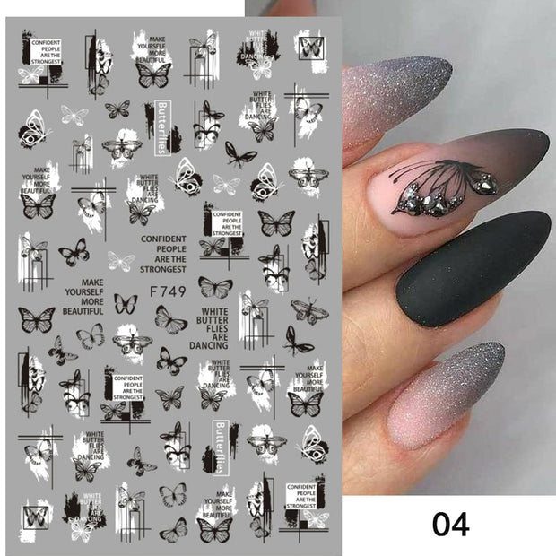 Nail Blue Butterfly Stickers Flowers Leaves Self Adhesive Decals 3D Transfer Sliders Wraps Manicure Foils DIY Decorations Tips 0 DailyAlertDeals F749  