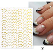 1PC Silver Gold Lines Stripe 3D Nail Sticker Geometric Waved Star Heart Self Adhesive Slider Papers Nail Art Transfer Stickers 0 DailyAlertDeals style 34  
