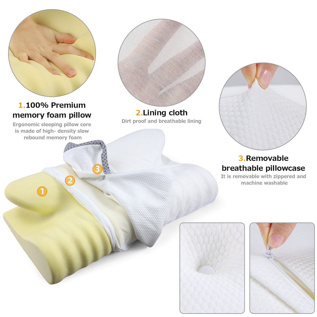 Soft Polyester Fiber Memory Foam Pillow Neck Support Pillow For Side Back Stomach Sleeper Pillows neck pain pillow DailyAlertDeals   