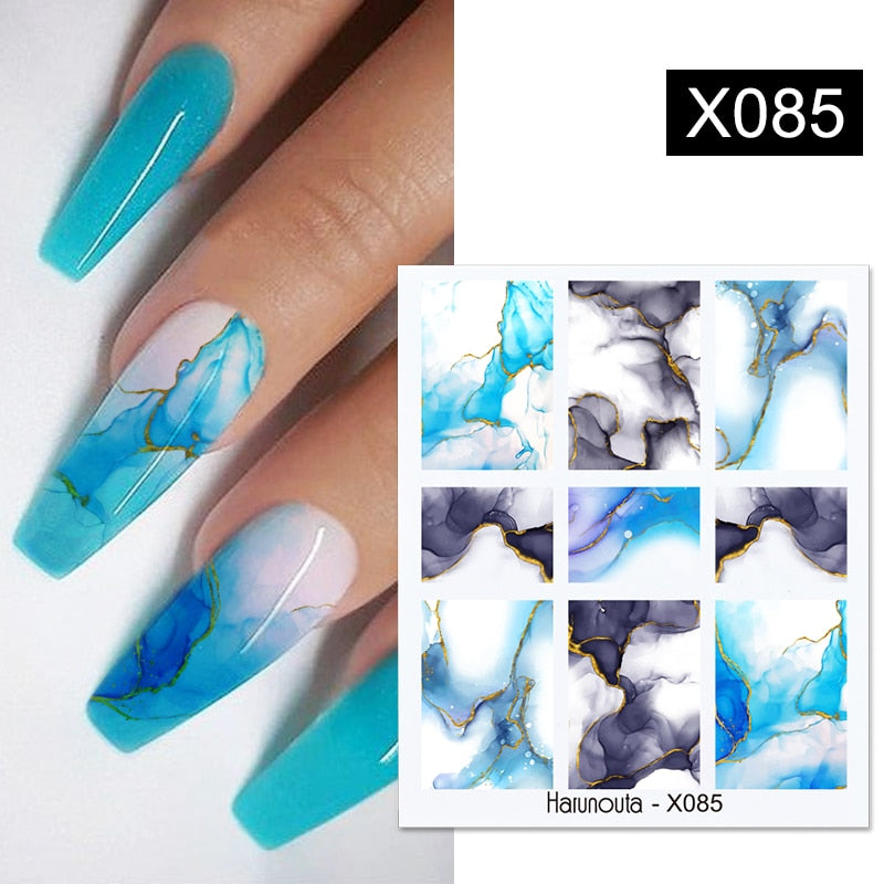 Harunouta Purple Blue Flowers Ink Blooming Nail Water Decals Geometry Line Ripple French Nail Stickers Manicuring Foils Wraps Nail Stickers DailyAlertDeals X085  