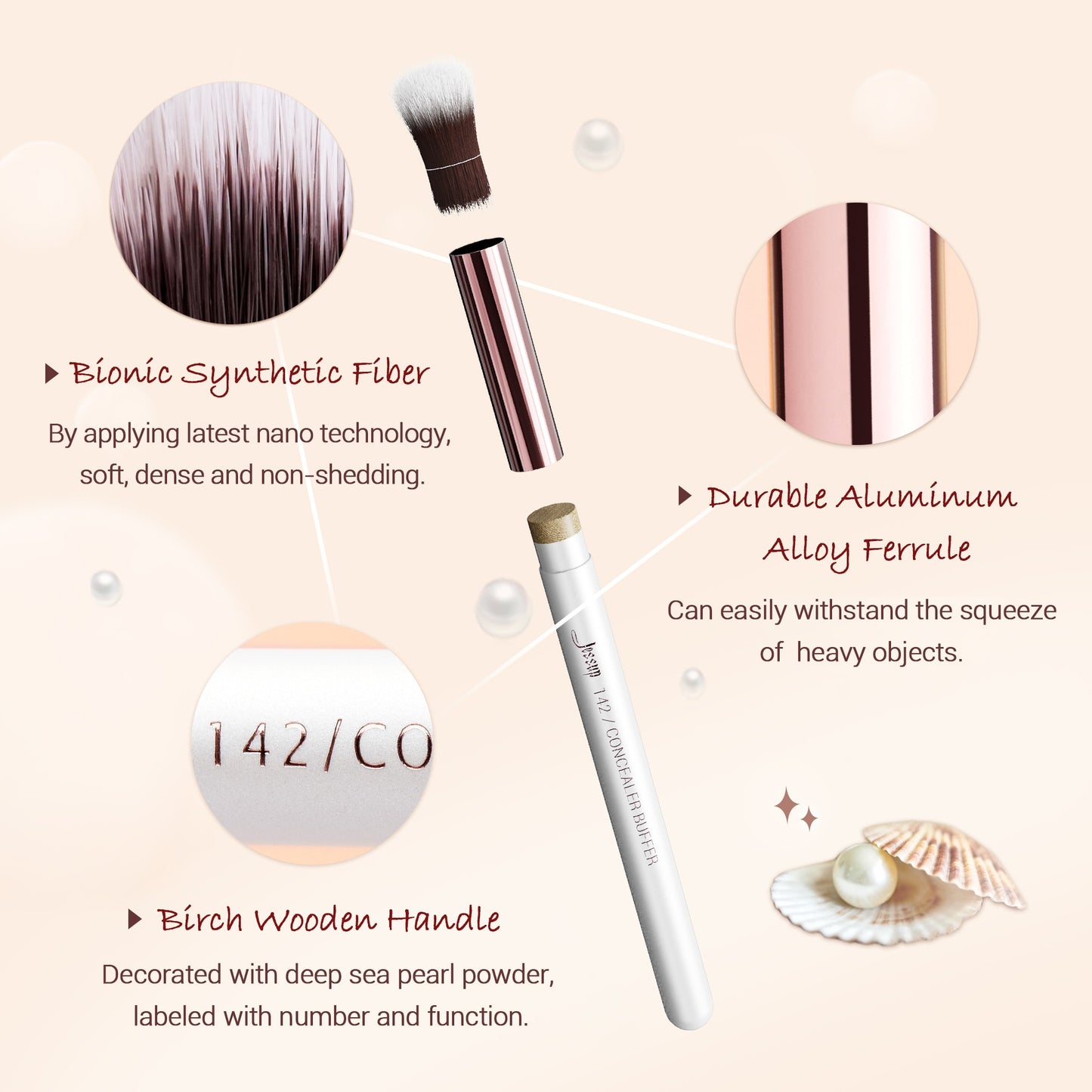 Jessup Professional Makeup brushes set ,6- 25pcs Makeup brush Natural Synthetic Foundation Powder Highlighter Pearl White T215  DailyAlertDeals   