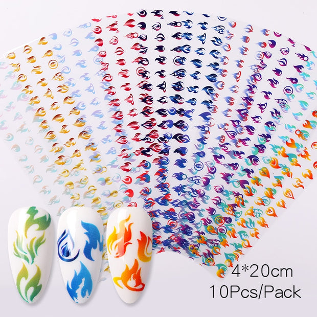 Nail Foils Marble Series Nail Transfer Foils Decorations DIY idea nail Art Transfer Sticker Decals Nail Accessories Nail Sticker DailyAlertDeals Fire-10pcs  