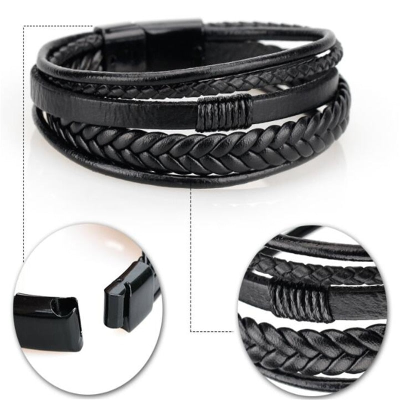 ZOSHI Trendy Genuine Leather Bracelets Mens Multilayer Braided Rope Bracelets Male Female Bracelets Retro Jewelry Mens Multilayer Braided Rope Bracelets DailyAlertDeals   