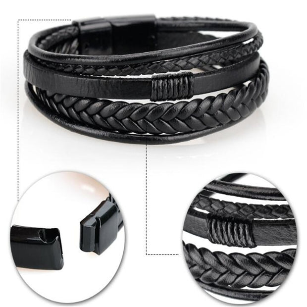ZOSHI Trendy Genuine Leather Bracelets Mens Multilayer Braided Rope Bracelets Male Female Bracelets Retro Jewelry 0 DailyAlertDeals   