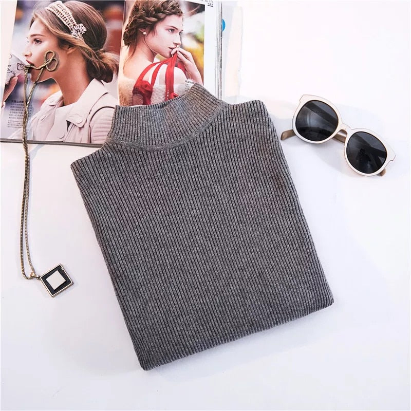 Women's Black turtleneck Soft Cozy Sweaters Slim Full Sleeve Multi-color Turtleneck Sweaters for Women winter turtleneck sweaters for women DailyAlertDeals Gray S 