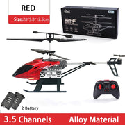 DEERC RC Helicopter 2.4G Aircraft 3.5CH 4.5CH RC Plane With Led Light Anti-collision Durable Alloy Toys For Beginner Kids Boys kids toy DailyAlertDeals 28CM Red 2Battery  