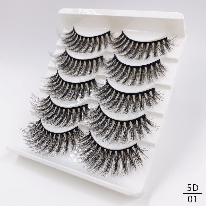 5/8 Pairs Faux Mink Eyelashes Soft Fluffy Natural False Eyelashes 3D Thick Dramatic Makeup Eyelashes Reusable Handmade Lashes  DailyAlertDeals 5D01 China 