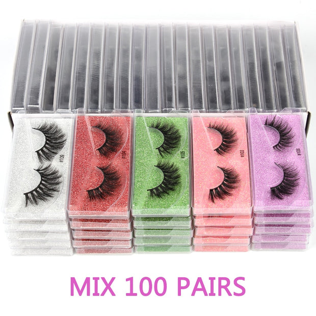 Wholesale Mink Eyelashes 10/30/50/100pcs 3d Mink Lashes Natural false Eyelashes messy fake Eyelashes Makeup False Lashes In Bulk 0 DailyAlertDeals Mix 100 pairs China 