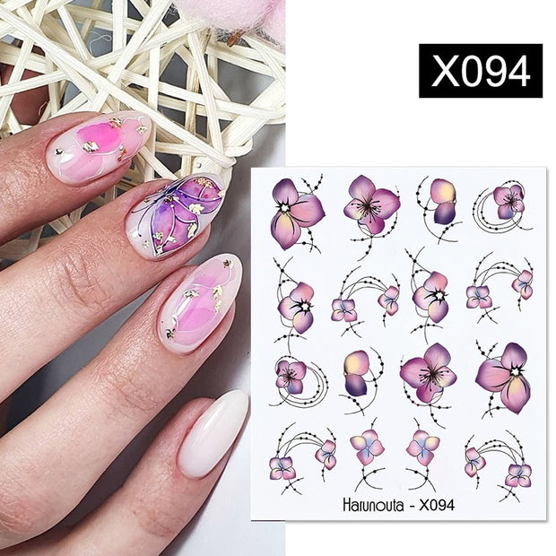 Harunouta Blue Ink Blooming Flowers Nail Water Decals Concise Floral Leaves Slider For Nails Geometric Waves DIY Manicures Tips 0 DailyAlertDeals X094  