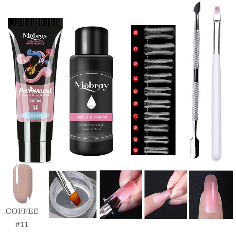 5PCS Poly Extension Gel Set Nail Art French Nail Art Clear Camouflage Color Nail Tip Form Crystal Nail Gel Slice Brush Nail Gel NAIL GEL DailyAlertDeals 11 China 