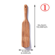7pcs/set Teak Natural Wood Tableware Spoon Ladle Turner Rice Colander Soup Skimmer Cooking Spoon Scoop Kitchen Reusable Tool Kit 0 DailyAlertDeals shovel 1  