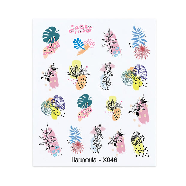 Harunouta Spring Water Nail Decal And Sticker Flower Leaf Tree Green Simple Summer DIY Slider For Manicuring Nail Art Watermark 0 DailyAlertDeals X046  