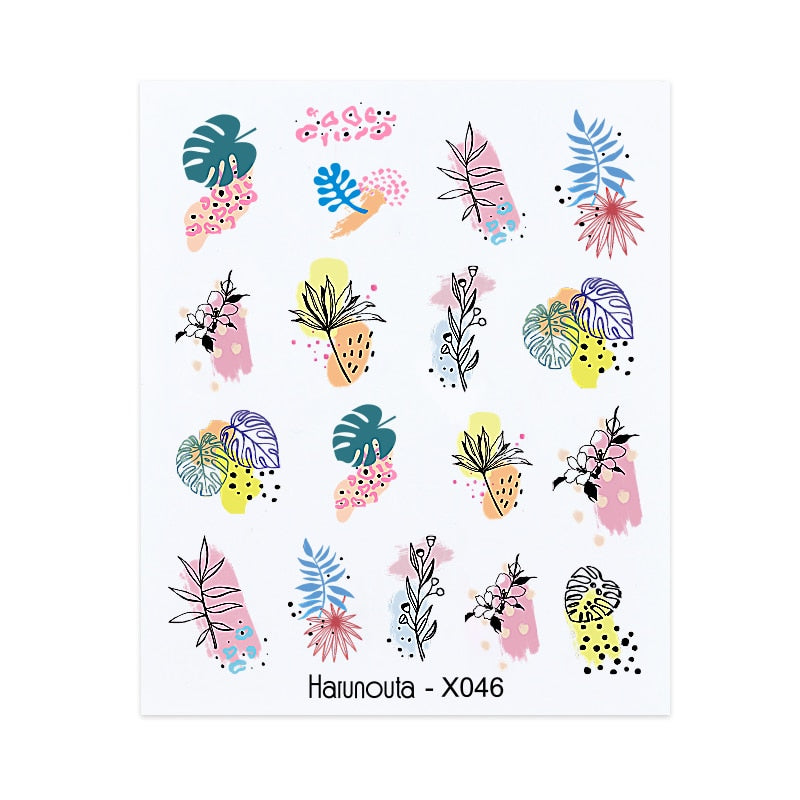 Harunouta Valentine Love Heart Line Dsign Water Nail Stickers Gold Black Leaves Flower Geometrics Slider For Nail Art Decoration Nail Stickers DailyAlertDeals X046  