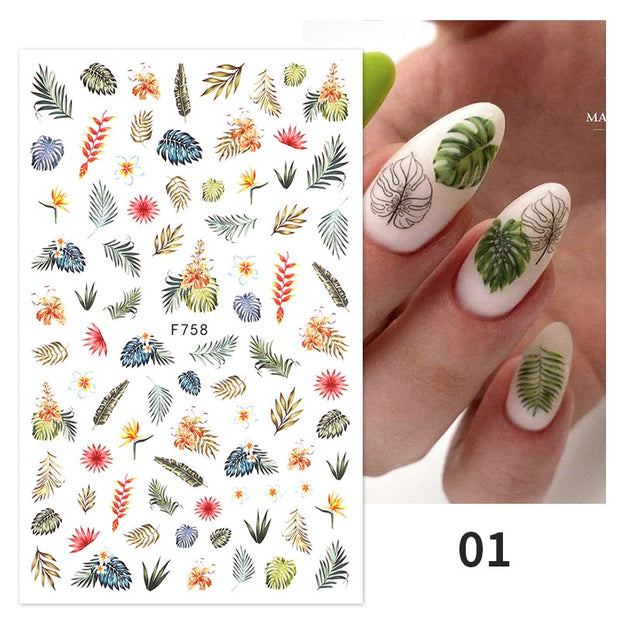 Harunouta 2022 NEW Gold Bronzing Slider Nail Art 3D Decals Decoration Flower Leaves Nail Art Sticker DIY Manicure Transfer Decal 0 DailyAlertDeals 19  