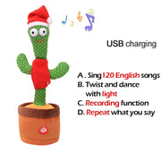 Lovely Talking Wiggle Dancing Cactus Doll Repeat English Songs Plush Cactus Toys for Babies Christmas Toy Gift Lovely Talking Toy Dancing Cactus Doll DailyAlertDeals Style13 English Song USA 