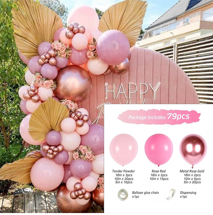 Pink Balloon Garland Arch Kit Birthday Party Decorations Kids Birthday Foil White Gold Balloon Wedding Decor Baby Shower Globos Balloons Set for Birthday Parties DailyAlertDeals 35 AS SHOWN 