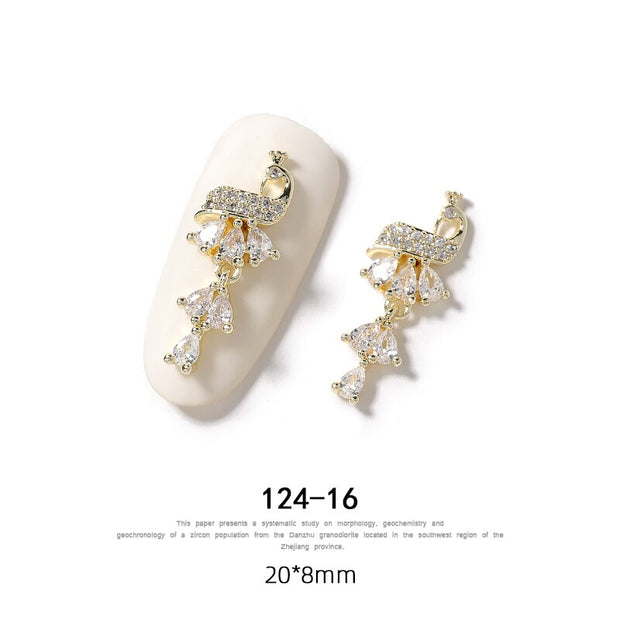 5 pieces 3D metal Zircon Nail art decorations Butterfly rhinestones nail art jewelry alloy zircon tassel pendant nail accessory Nail Rhinestones Jewelry DailyAlertDeals 124-16  