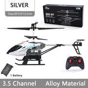 DEERC RC Helicopter 2.4G Aircraft 3.5CH 4.5CH RC Plane With Led Light Anti-collision Durable Alloy Toys For Beginner Kids Boys kids toy DailyAlertDeals 28CM Silver 1Battery  