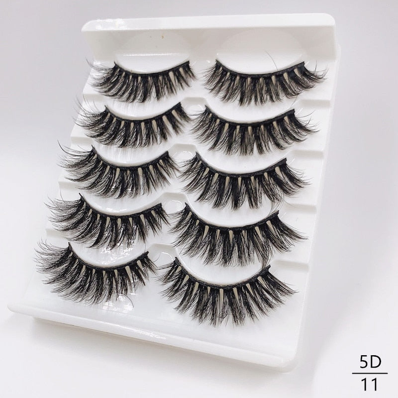 5/8 Pairs Faux Mink Eyelashes Soft Fluffy Natural False Eyelashes 3D Thick Dramatic Makeup Eyelashes Reusable Handmade Lashes  DailyAlertDeals 5D11 China 