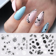 Harunouta Abstract Lady Face Water Decals Fruit Flower Summer Leopard Alphabet Leaves Nail Stickers Water Black Leaf Sliders Nail Stickers DailyAlertDeals 34  
