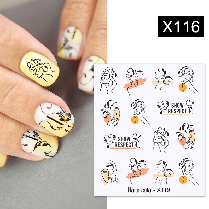 Harunouta Abstract Line Avocado Fruit Leopard Nail Water Sticker Decals Flower Leaves Slider Decoration For Autumn Nail Design 0 DailyAlertDeals X116  