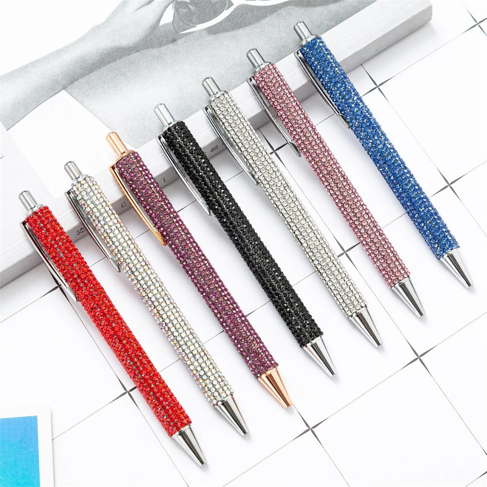 Press Ballpoint Pen Luxury Rhinestone Cute Wedding Rose Gold Metal Stationery School Office Supplies High Quality Pens Wholesale 0 DailyAlertDeals   