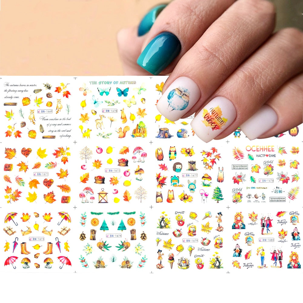 2021 New Geometric Letter nail sticker Water Slider Russian winter decal Christmas new year gift nail slider temporary tattos 0 DailyAlertDeals BN1669-1680  