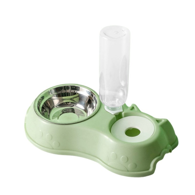500ML Dog Bowl Cat Feeder Bowl With Dog Water Bottle Automatic Drinking Pet Bowl Cat Food Bowl Pet Stainless Steel Double 3 Bowl 500ML Dog Bowl Cat Feeder Bowl DailyAlertDeals 2 in 1  Green United States 