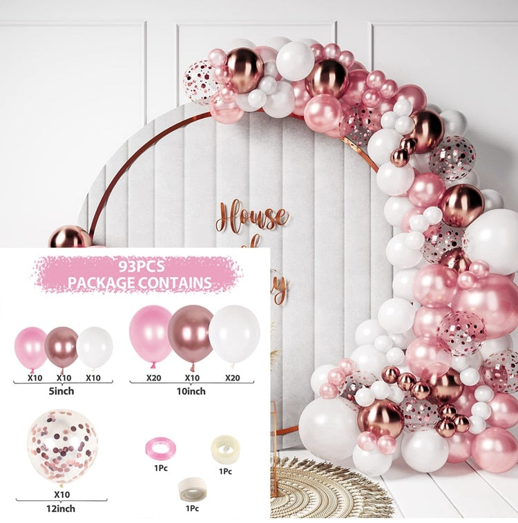Pink Balloon Garland Arch Kit Birthday Party Decorations Kids Birthday Foil White Gold Balloon Wedding Decor Baby Shower Globos Balloons Set for Birthday Parties DailyAlertDeals 26 AS SHOWN 