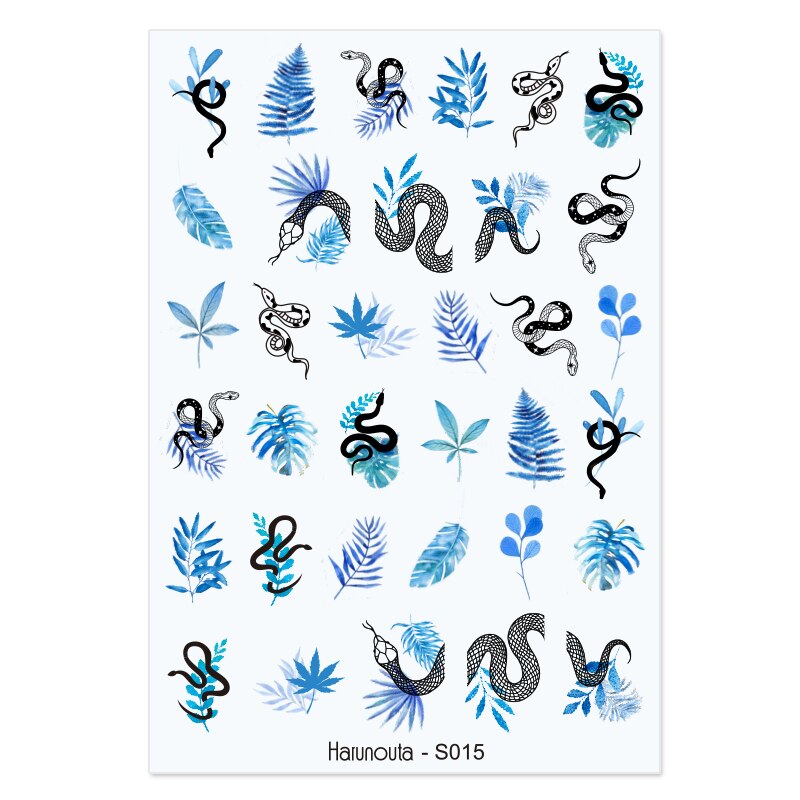 Harunouta Marble Blooming 3D Nail Sticker Decals Flower Leaves Transfer Water Sliders Abstract Geometric Lines Nail Watermark Nail Stickers DailyAlertDeals S015  