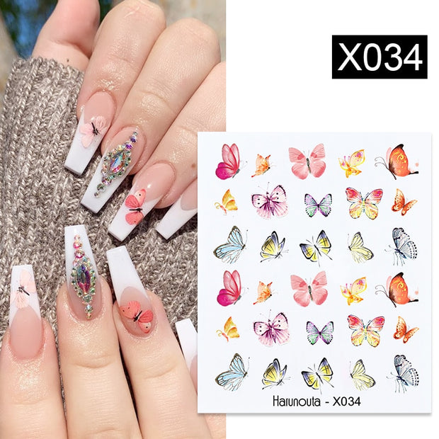 Harunouta  1Pc Spring Water Nail Decal And Sticker Flower Leaf Tree Green Simple Summer Slider For Manicuring Nail Art Watermark 0 DailyAlertDeals X034  