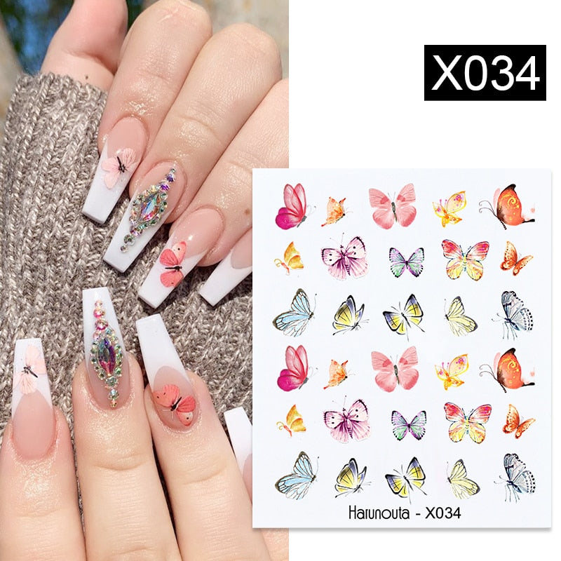 Harunouta Spring Simple Green Theme Water Decal Sticker Flower Leaf Tree Summer DIY Slider For Manicuring Nail Art Watermarks 0 DailyAlertDeals X034  