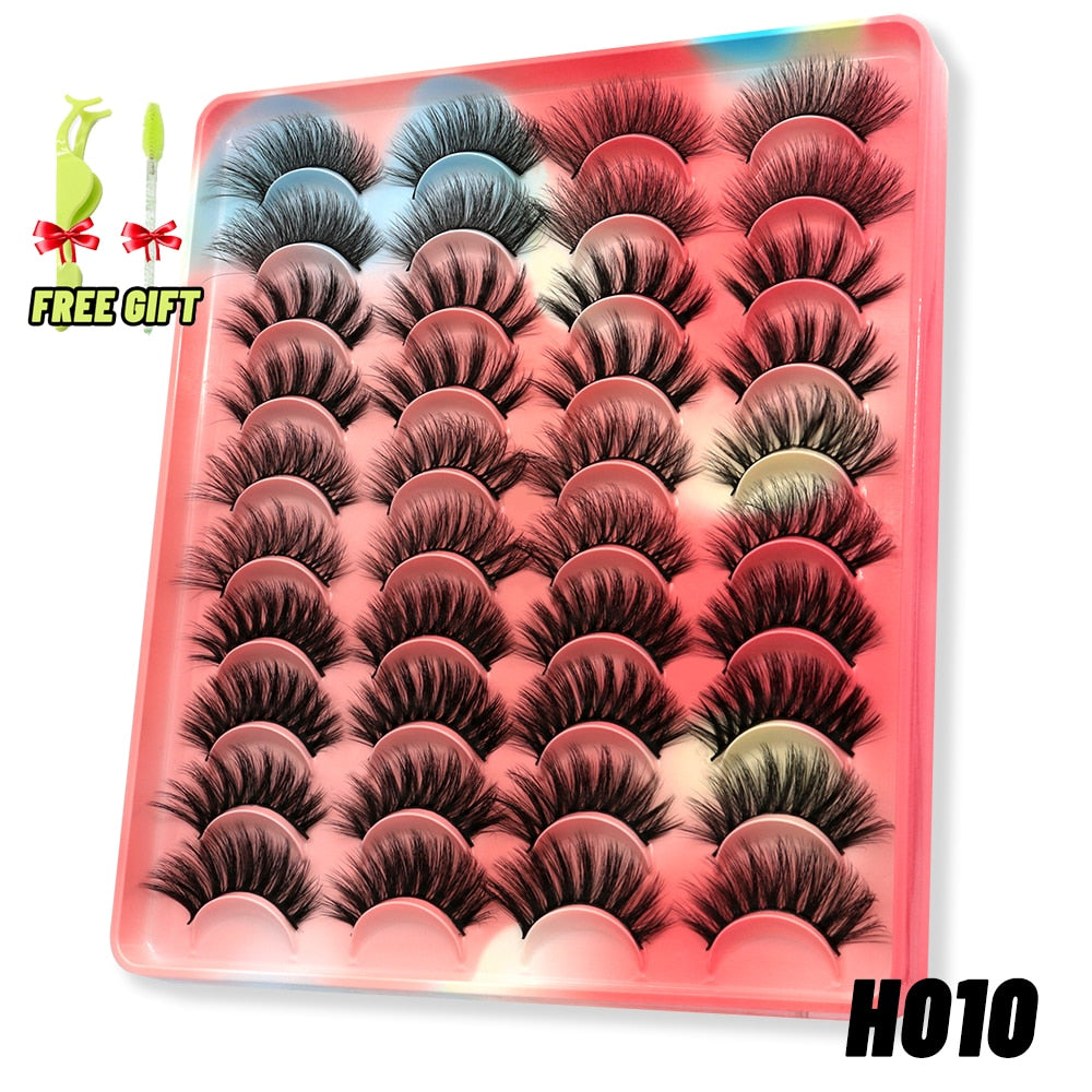 GROINNEYA Eyelashes 3D Mink Lashes Fluffy Soft Wispy Natural Cross Eyelash Extension Reusable Lashes Mink False Eyelashes Makeup 0 DailyAlertDeals 20pairs-H010 France 