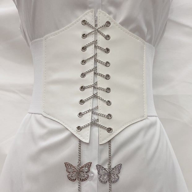 Women's Underbust Corsets Tops Body Shapewear Girdles Bustiers Waist Cincher Corset Waist Trainer for Women Shapewear DailyAlertDeals VD2597ButterflyWhite waist 62-80cm 