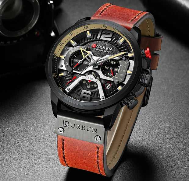 CURREN Casual Sport Watches for Men Top Brand Luxury Military Leather Wrist Watch Man Clock Fashion Chronograph Wristwatch wrist watches DailyAlertDeals   