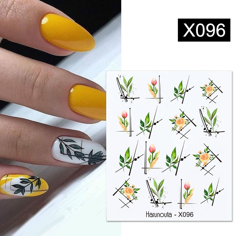 Harunouta Purple Blue Flowers Ink Blooming Nail Water Decals Geometry Line Ripple French Nail Stickers Manicuring Foils Wraps Nail Stickers DailyAlertDeals X096  