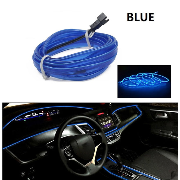 1M/3M/5M neon Car Interior Lighting LED Strip String Neon Strip For Auto DIY Flexible Long Last Car LED Light String neon Car Interior Lighting LED Strip DailyAlertDeals Blue 1M USB drive