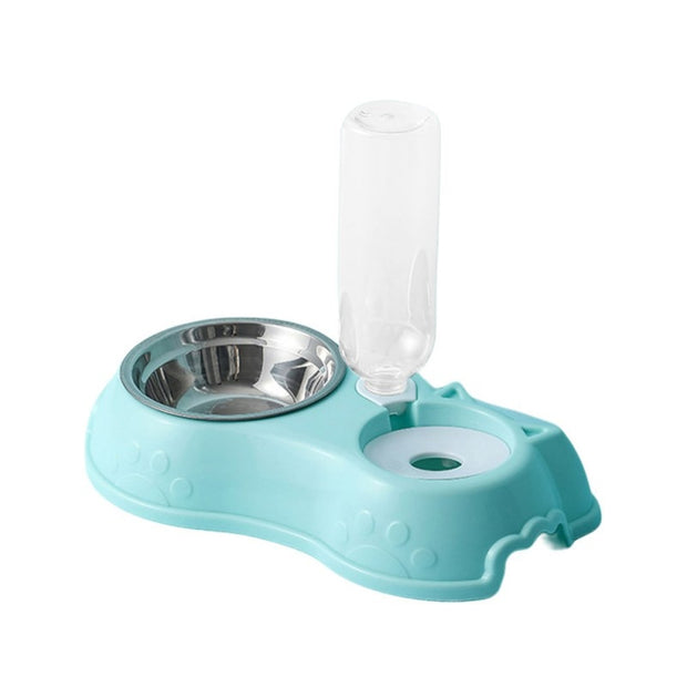 500ML Dog Bowl Cat Feeder Bowl With Dog Water Bottle Automatic Drinking Pet Bowl Cat Food Bowl Pet Stainless Steel Double 3 Bowl 500ML Dog Bowl Cat Feeder Bowl DailyAlertDeals 2 in 1 Blue United States 