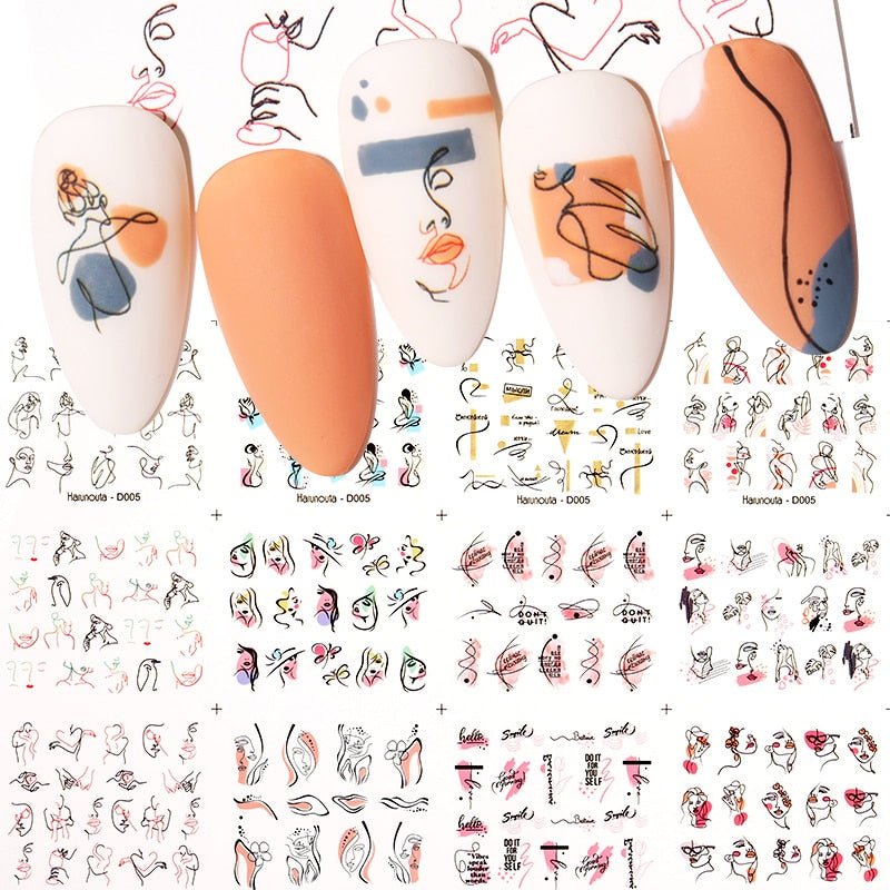 12 Designs Nail Stickers Set Mixed Floral Geometric Nail Art Water Transfer Decals Sliders Flower Leaves Manicures Decoration 0 DailyAlertDeals   